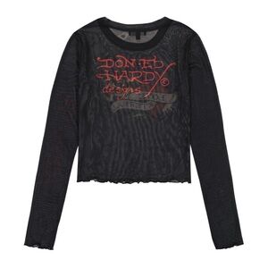 Ed Hardy Kids Black and Red Graphic Long Sleeve Tee